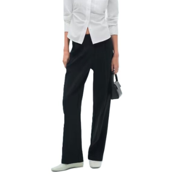 MANGO CESARW Straight-Leg Trousers Size 38 (US 6) Black NWT - Picture 1 of 15